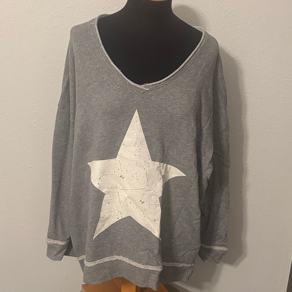 Mono B Pullover V-neck Terry Sweatshirt size 2X/3X